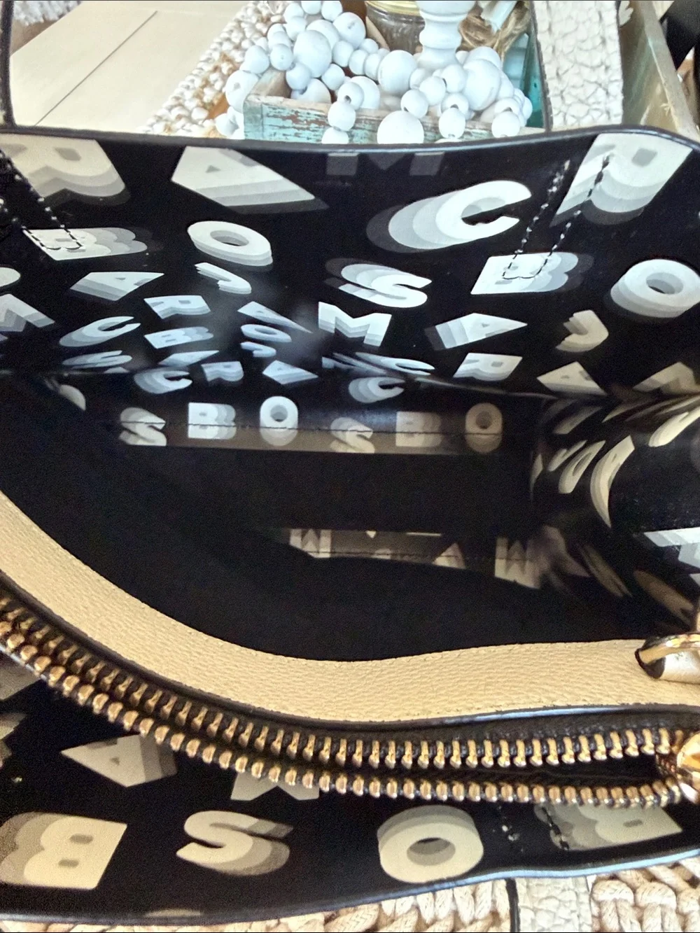 Marc Jacobs Cream Leather Top-Handle Satchel with Gold Hardware